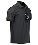 JACKETOWN Men's Polo Shirt - Short Sleeve Breathable Tennis/Summer Tshirt - Button Front Adult Casual Sport Golf Shirt (Dark Grey, XL)