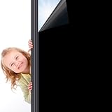 VSUDO Blackout Window Film Privacy - Black Frosted Privacy Film for Glass Windows, Window Blackout Material Film, Black Out Window Cover for Living Room and Office (30x200 cm)