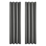 Deconovo Thermal Blackout Curtains for Living Room Energy Saving Long Curtains 90 Inch Drop Bedroom Eyelet Drapes 46 x 90 Light Grey 2 Panels