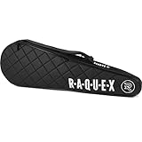 Raquex Elite Badminton & Squash Racket Cover - Bag with Carry Handle & Shoulder Strap – Holds 3 Racquets - Quilted Faux Leather Padded Racquet Protector - Sports Gift for Men & Women