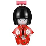 PRETYZOOM Japanese Geisha Kimono Doll Traditional Kokeshi Doll Ornament Wooden Kimono Girl Ornament Asian Geisha Figurines Statues Tabletop Decorations for Home Office Car Birthday Party