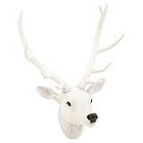 Easygift Products Wall Mounted Reindeer Head Christmas Decoration Stag Ornament Trophy (White Reindeer-Fur [Small])