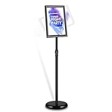 RayLove Aluminum Sign Holder, A4 Poster Stand, Billboard, Adjustable Display Stands, Replaceable Advertising Display Stand, with Sturdy Metal Base for Show, Advertisement (Black, A4-1P)
