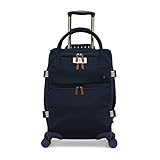 Joules Coast Collection Trolley Travel Luggage Case, 4-Wheel Spinner, Softside Suitcase, French Navy, Cabin Small