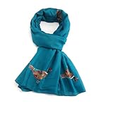 LilyRosa Womens Pheasant Scarf Grey Blue Green Teal Pheasants Birds (Blue)