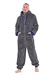 Keanu KM217-C-ML - Mens Snuggle Fleece Onesie - Charcoal - ML