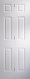 JELD-WEN 26BIAR Arlington 6 Panel Moulded Bi Fold Internal Door, White, 750 W x 1950 H x 35 Thick mm