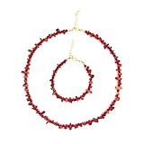 Sontinium Red Coral Necklace and Bracelet Set – Natural Crystal Jewellery Gift for Women & Girls – Passion & Protection Gemstone – Adjustable Clasp – Handmade with Info Card