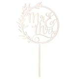 Andibro Mr & Mrs Wooden Cake Topper, Wooden Decoration Rustic Wedding Anniversary Decor Engagement Bridal Shower Decoration
