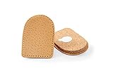 Kaps Orthotic Heel Lift Raise, Genuine Leather and Natural Cork, With Self-Adhesive Backing, Shock Absorbing Support, Relief With Achilles Tendonitis, Men / UK 7-12 / EUR 40-46, Beige