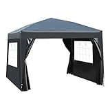 Outsunny 3 x 3 m Garden Pop Up Gazebo, Wedding Party Tent Marquee, Water Resistant Awning Canopy With Sidewalls, Windows, Carry Bag, Black