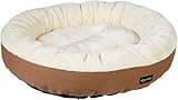 Amazon Basics Round Bolster Pet Bed for Dog or Cat with Flannel Top, 50 x 50.8 x 15.2 Th cm, Brown and Ivory