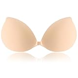 Vtelor Stick on Bra Backless Invisible Sticky Bra Push up Strapless Women's Adhesive Bras Ladies Invisible Strapless Bras Large Breasts Push up Sticky Boob Covers (UK, Cup & Band, B, Beige)
