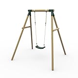 Plum Play Kids Outdoor Wooden Round Pole Swings with Ground Anchors Included - Suitable for up to 50kg per accessory - Up to 5 year Warranty (Single Green Bush Baby)