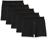Amazon Essentials Men's Cotton Jersey Boxer Short Underwear (Available in Big and Tall), Pack of 5, Black, L