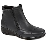 Pavers Women's Wide Fit Ankle Boots in Navy Leather - Elegant Shoes with Inside Zip and Stylish Design - Ladies Casual Footwear - Size UK 6 / EU 39