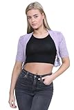 janisramone® Bolero Shrug for Women - Elegant Short Cap Sleeve Knitted Shrug, Open Crochet Cardigans for Women Perfect for Layering Over Tops & Dresses Lilac
