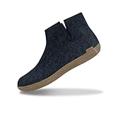 GLERUPS Boot Slippers Women and Men with Leather Sole (Denim) | Unisex Wool Slipper Boots | Comfy Men's and Women's Slipper Boots | Cosy Gents and Ladies Boot Slippers