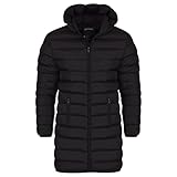Spindle Mens Hooded Padded Long Puffer Coat Winter Longline Jacket