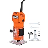 TOPWAY Electric Hand Trimmer Wood Router Laminator Joiners Tool 500W, Compact, 2 Chuck Collets 1/4" and 6mm, Trimmer Base, for DIY Woodworking (Budget) 100636