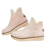 Women's Snow Boots UK Fur Lined Warm Ankle Boots for Women Wide Fit Casual Cozy Flat Slip on Loafer Shoes Winter Warm Fur Lined Ankle Booties Orthopedic Booties