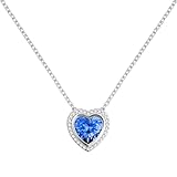 RADLEY Womens Sterling Silver Blue Cubic Zirconia Stone Set Heart Necklace