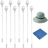 BENECREAT 8Pcs Pearl Hat Pin, ABS Plastic Imitation Pearl Brooch, Platinum Brass Pin Stick Vintage Safety Pins Brooches for Tie, Scarf, Western Cowboy Hats, Hair Accessories, 125mm/4.9inch