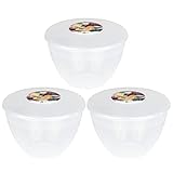 Just Pudding Basins Clear 2 Pint 1.14lt Basin (3 Pack) Food Safe 1 Litre Plastic Bowls and Lids