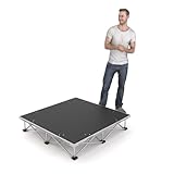 PD X-Lite750 portable stage system 1m x 1m x 20cm– modular aluminium stage platform riser with non-slip waterproof deck, foldable legs, fast setup, indoor outdoor use, 750kg/m² load