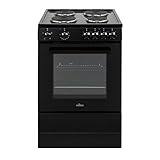 Willow WSE60BK 68L Freestanding Single Cavity Cooker, 60cm Electric Cooker - Black