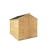 WALTONS 8x6 Overlap Storage Shed | Apex Roof | 7mm Overlap Cladding | Wooden Garden Storage Shed | Tool Storage Shed | Felt and Fixings Included (8 x 6 Double Door No Windows)