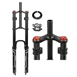 Mountain Bike Front Suspension Fork 26 27.5 29 Inch Disc Brake Air Down Hill Fork 1-1/8" Straight 1-1/2" Tapered Mtb Triple Tree Bike Fork Travel 135mm Quick Release 2440g ( Color : Black , Size : 27.