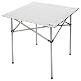Trespass Xylo, Silver, Square Roll Top Camping Table with Carrier Bag 70cm x 70cm x 70cm, Grey