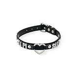 ADEMISHIA Black Heart O-ring Letter Choker Necklace For Women, Punk Handmade PU Leather Leash Collar Adjustable Gothic Jewerly
