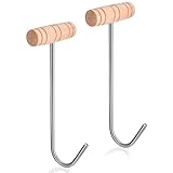 OGANAZI 4 Pcs Boot Pulls with Handle Boot Hooks Long Shoes Pull Stainless Wooden Cowboy Boot Hooks for Men and Women