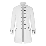 Cocila Men Winter Warm Tailcoat Jacket Overcoat Outwear Buttons Coat Field Label (White, S) Men'S Trench Mens Parker With Hood Wool Reefer Long Jackets Smart Casual Puffer Superdry For Black