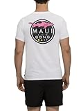 Maui & Sons Men's Casual Short Sleeve Shark Logo T-Shirts - White - Medium