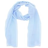 WESTEND CHOICE Ladies Chiffon Scarves Women Plain Neck Wrap Scarf Large Headscarf Girls Headwrap Sheer Wrap women's scarves & wraps 180x70 cm (Light blue)