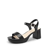 DREAM PAIRS Women's Platform Heels Block Chunky Open Toe Ankle Strap Heel Fashion Wedding Party Dress Sandals Shoes,Size 6,Black,DWUMHS2507