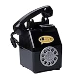 XLWLLNJ Retro Telephone Piggy Bank Telephone Money Box Decoration Change Container Vintage Telephone Piggy Bank Pot Lack, Black