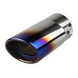 CGEAMDY Stainless Steel Car Exhaust Tip, Universal Car Exhaust Tailpipe Modification Tail Throat Tail Pipe, Steel Car Exhaust Pipe Chrome-Plated Finish Tailpipe for Most Vehicles (Blue-Straight)