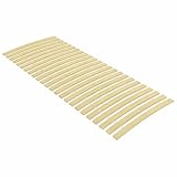 vidaXL Wood Slatted Bed Base 24 Slats 80x200 cm - Solid Poplar Wooden Support for Bunk Beds, Daybeds, and Platform Beds - Foldable, Roll Slats with Curve, No Assembly Required, Enhances Mattress Life