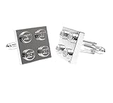 Chrome Silver Colour Cufflinks Handmade with Building Bricks plates *