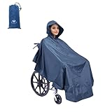 Fonakei Wheelchair poncho wheelchair cover Lightweight, Breathable & Waterproof RainCape Universal Fit, Mobility Scooter & Electric Rain Poncho Full Body Coverage for Adults Reusable (Navy blue)