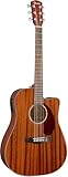 Fender CD-140SCE Dreadnought Electro Acoustic Guitar, All Mahogany, includes a Hardshell Guitar Case, Comes with Free Virtual Lessons
