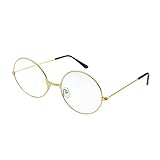 ALLY-MAGIC Round Glasses, Retro Eyeglasses Vintage Metal Frame Clear Lens Glasses for Men Women Unisex Cosplay Accessories Y7FGYXYJ