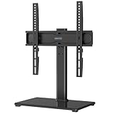 BONTEC Swivel TV Stand with Bracket for 24-60 inch LED OLED LCD Plasma Screens, Height Adjustable Table Top TV Stand with Tempered Glass Base, Max VESA 400x400mm, Up to 45KG