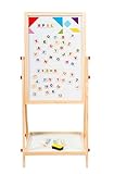 2 in 1 Wooden Kids Easel - Adjustable Double-Sided Magnetic Whiteboard & Chalkboard | Revolving Easel Board with Magnetic Letters, Chalk & Accessories | Creative Fun & Learning for Kids, 100cm Height