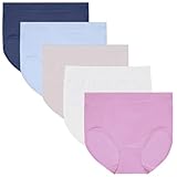 Carole Hochman Women's Underwear Silky Soft Seamless Full Coverage Modern Brief Panties 5 Pack Multipack Regular & Plus Sizes, Blue/Lavender, L