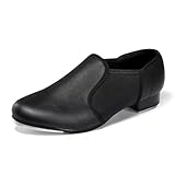 Asyusyu Tap Shoes Women Black Slip On Tap Dance Shoes for Adults Men Teenagers-6 UK